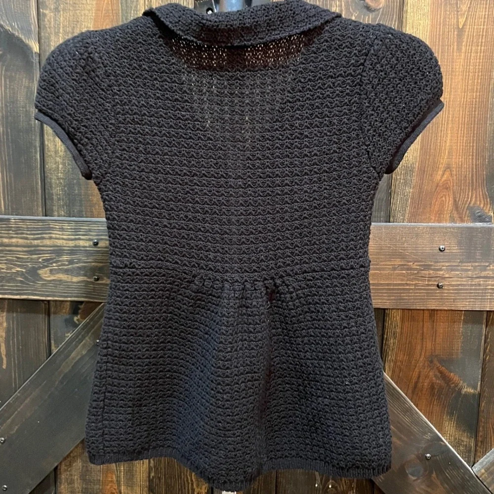 Anthropologie Moth Motion Study Cardigan Size XS Black Bicycle Textured Boho Art - Picture 2 of 7